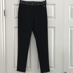 Fabulous Black pants with black/white CC logo stretch waist band size M